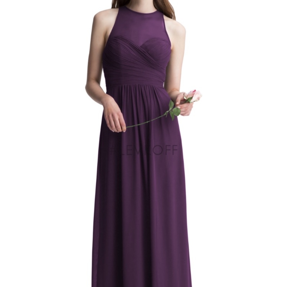 Plum colored #billlevkoff long bridesmaids dress